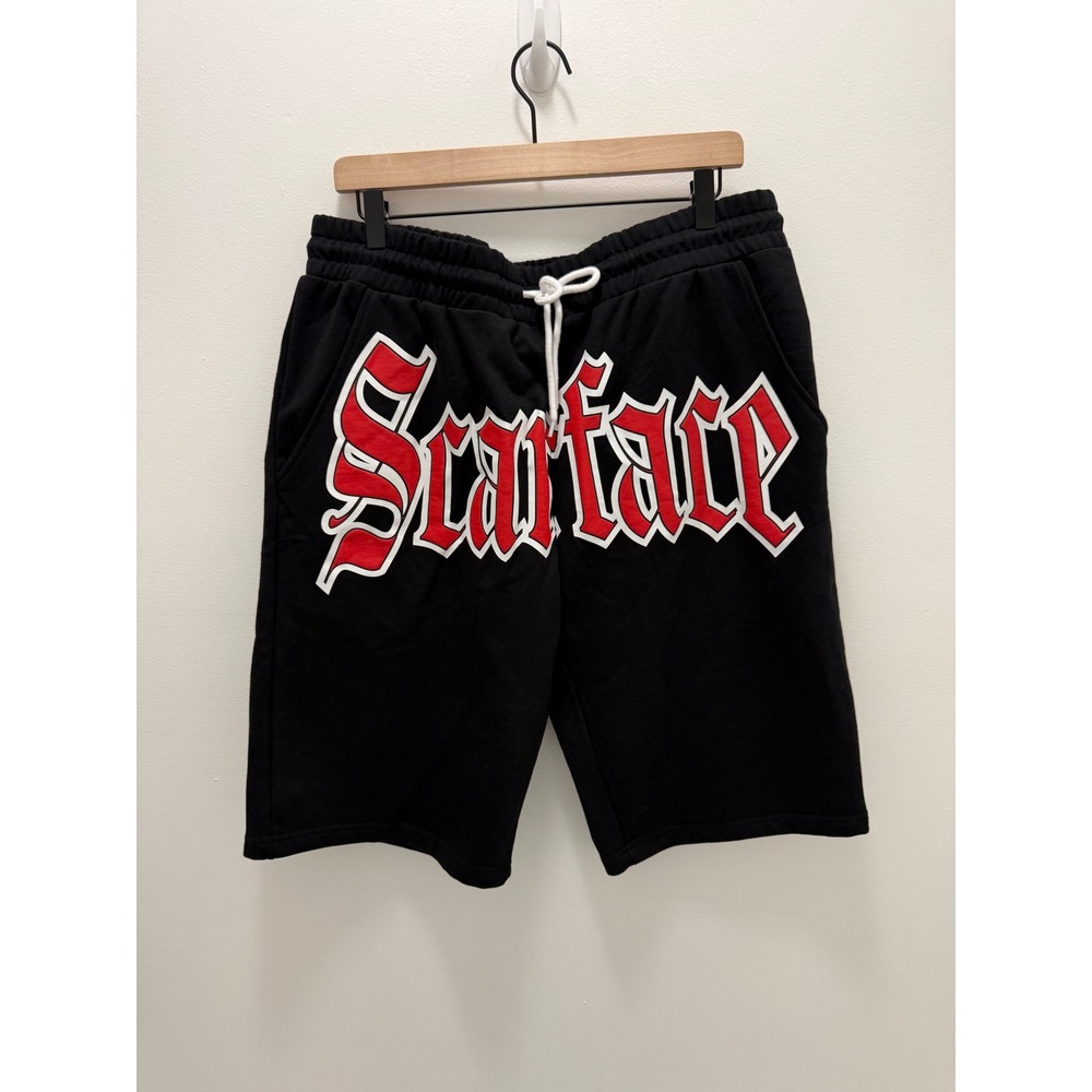 Scarface Movie Graphic Sweat Shorts Black Red Gothic Logo Mens 2X